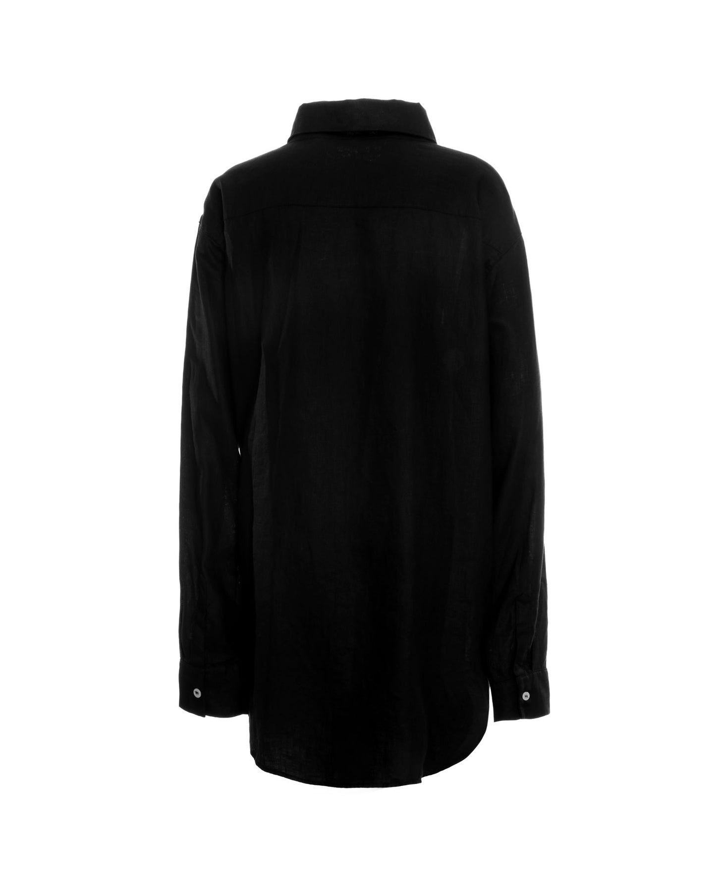Black 100 % Linen Long Sleeve Shirt