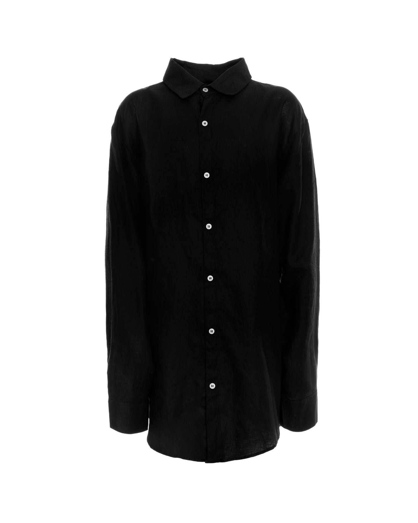 Black 100 % Linen Long Sleeve Shirt