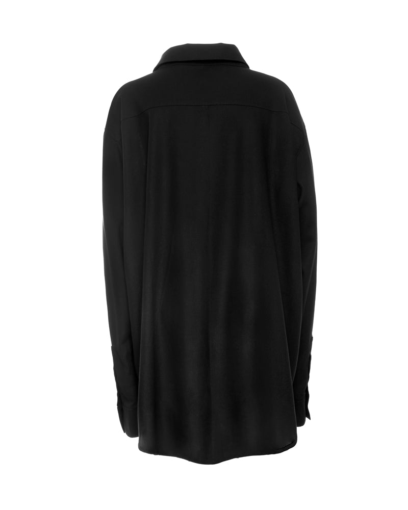 Black Linen-Cotton Long Sleeve Shirt