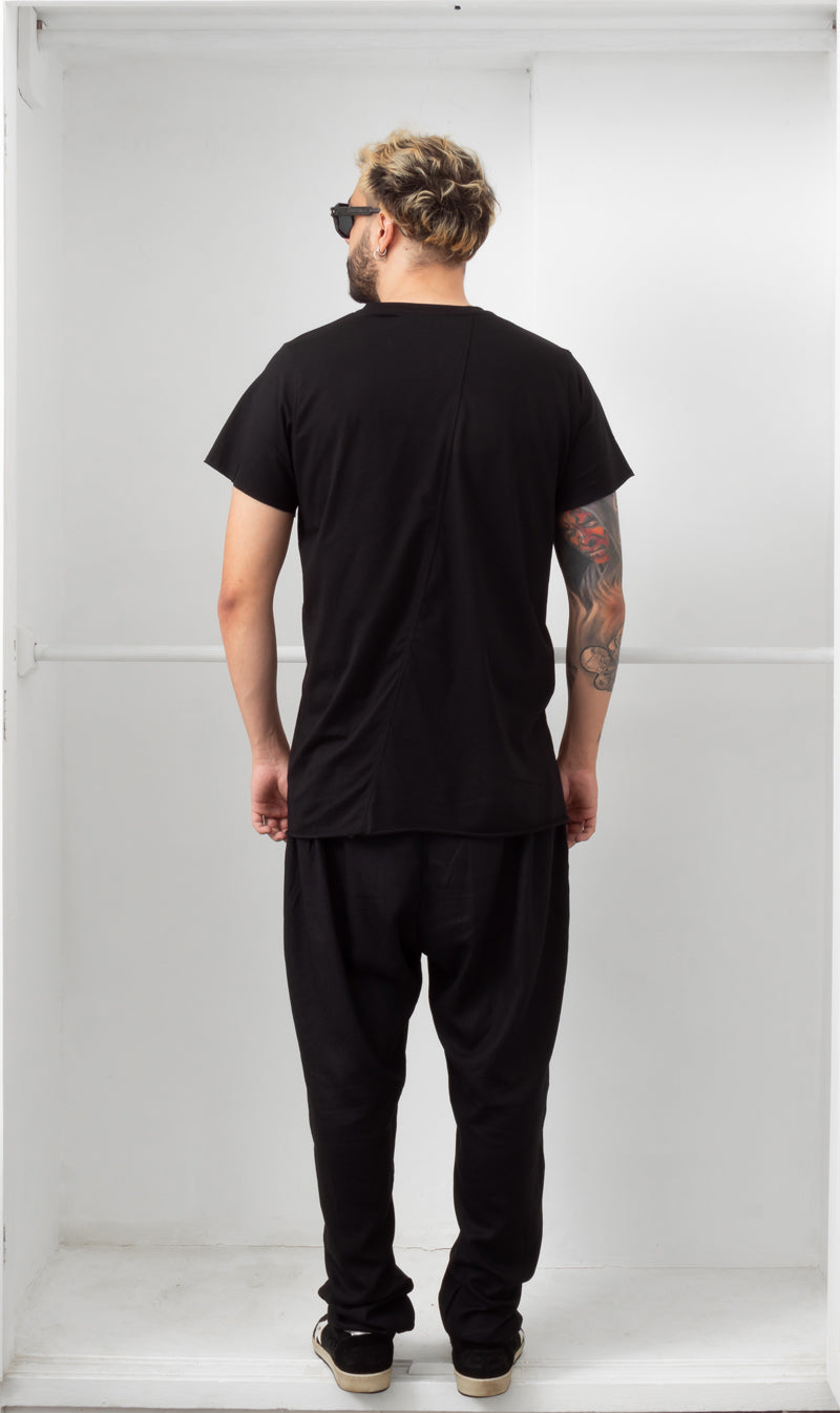 Black Linen-Cotton Samurai Pants