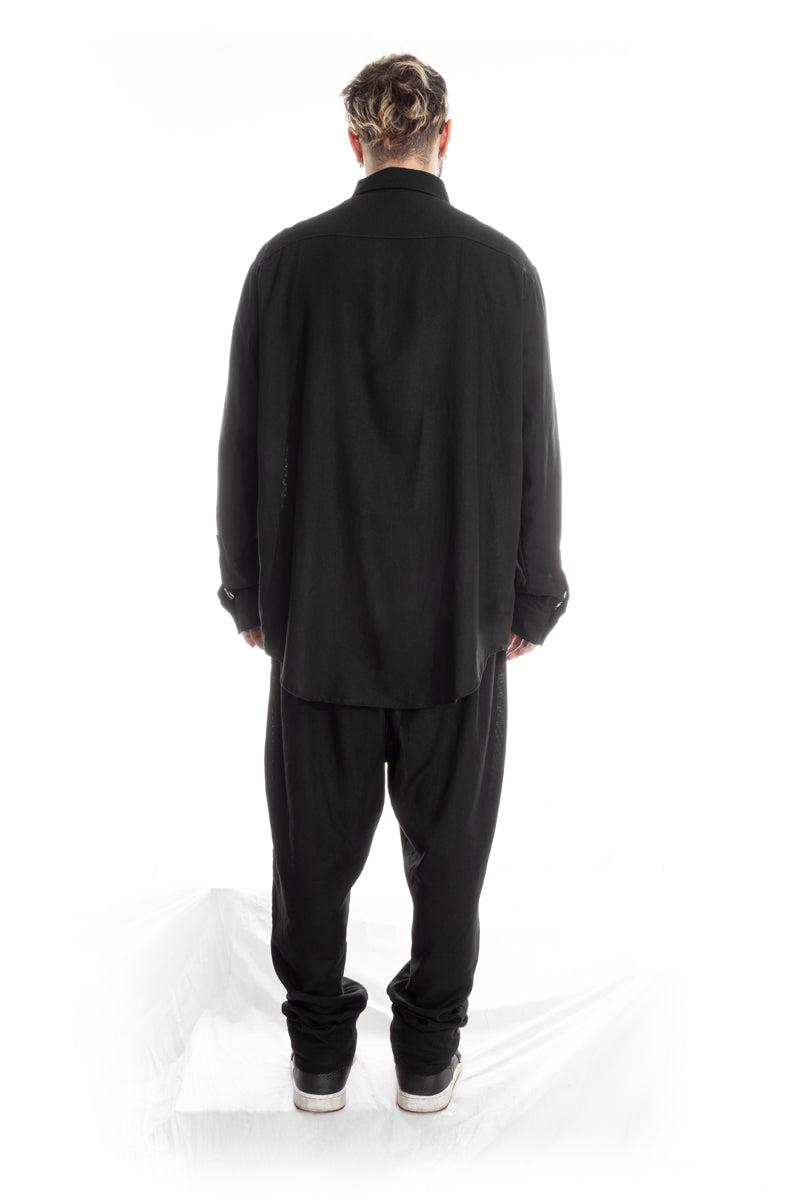 Black Linen-Cotton Long Sleeve Shirt – ACE OF HEARTS