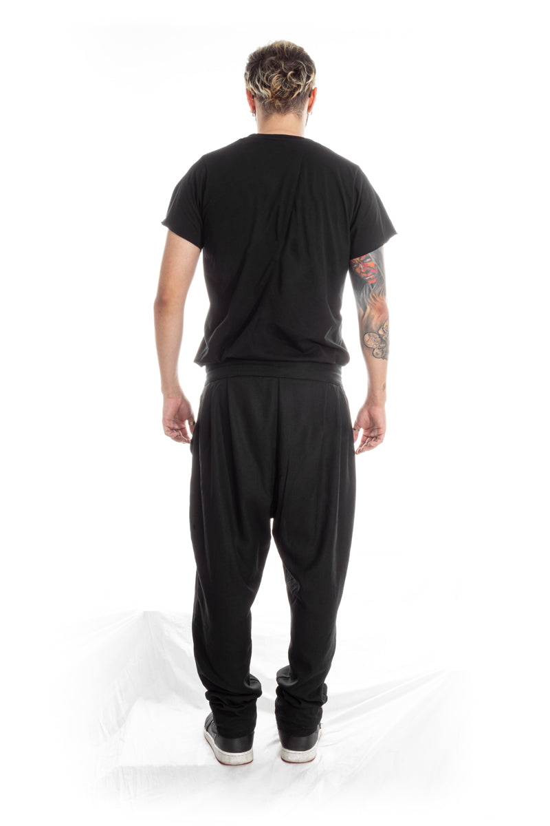 Black Linen-Cotton Samurai Pants