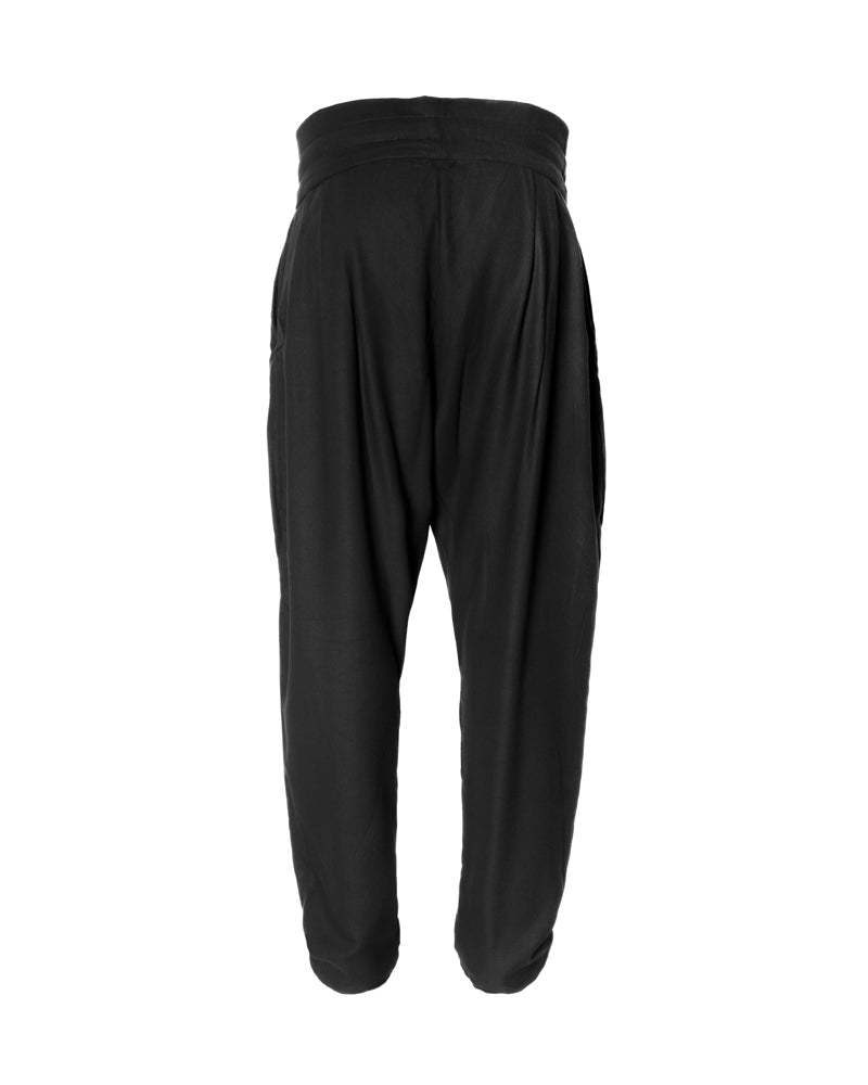 Black Linen-Cotton Samurai Pants