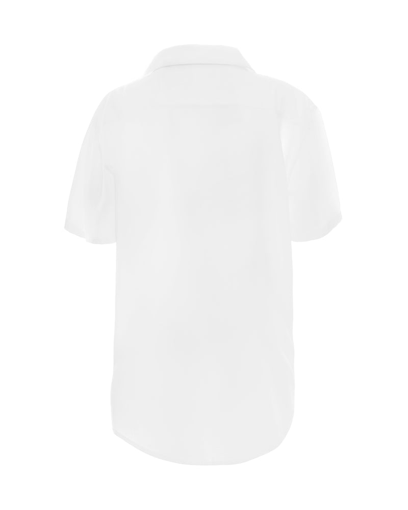 White Linen-Cotton Short Sleeve Shirt